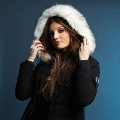 Acheter ❤️ Doudoune Chauffante Capuche Femme Fourrure Budapest Noir Beige de Comme Des Loups 🔥 -Comme Des Loups Soldes comme des loups 199532 BUDAPEST BLACK FOUR WHITE TPDT 20211103T140709 05