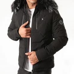 Meilleur prix ✔️ Doudoune Chauffante Capuche Fourrure Val D'Isere Noir de Comme Des Loups ⭐