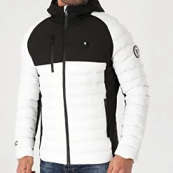 Nouveau ❤️ Doudoune Chauffante Capuche Aspen Blanc Noir de Comme Des Loups ✔️