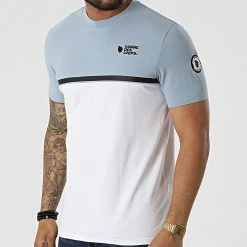 Remise 🛒 Tee Shirt Manhattan2 Blanc Bleu Clair de Comme Des Loups 😀