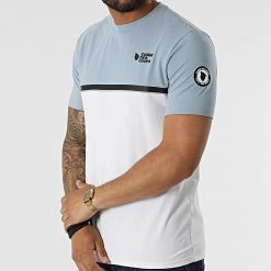Remise 🛒 Tee Shirt Manhattan2 Blanc Bleu Clair de Comme Des Loups 😀 -Comme Des Loups Soldes comme des loups 317119 TSHIRT MANHATTAN2 BLEU BLANC 20220505T155619 03