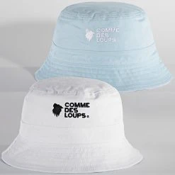 Grosses soldes 👏 Bob Réversible Logo Blanc Bleu Clair de Comme Des Loups 🔔