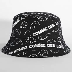 Promo ❤️ Bob Réversible Naruto Akatsuki 003 Noir de Comme Des Loups 🛒 -Comme Des Loups Soldes comme des loups 321006 BOB AKATSUKI 003 NOIR BLANC 20220519T153706 04