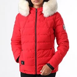 Tout neuf 😉 Doudoune Capuche Fourrure Chauffante Femme Budapest Rouge Beige de Comme Des Loups ⭐ -Comme Des Loups Soldes comme des loups 333024 BUDAPEST RED FOUR BLANC 20220901T101352 03