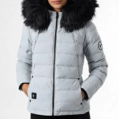 Nouveau 🧨 Doudoune Capuche Fourrure Chauffante Femme Budapest Gris Noir de Comme Des Loups 👍 -Comme Des Loups Soldes comme des loups 333029 BUDAPEST NUAGE FOUR BLACK 20220901T101239 03