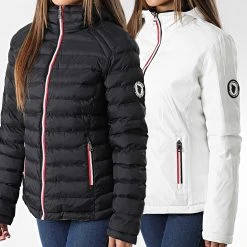 Grosses soldes ⌛ Doudoune Capuche Réversible Femme Québec Noir Blanc de Comme Des Loups 👍