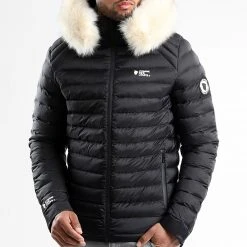 Meilleur prix ⌛ Doudoune Capuche Fourrure Liverpool Noir Beige Clair de Comme Des Loups 😉