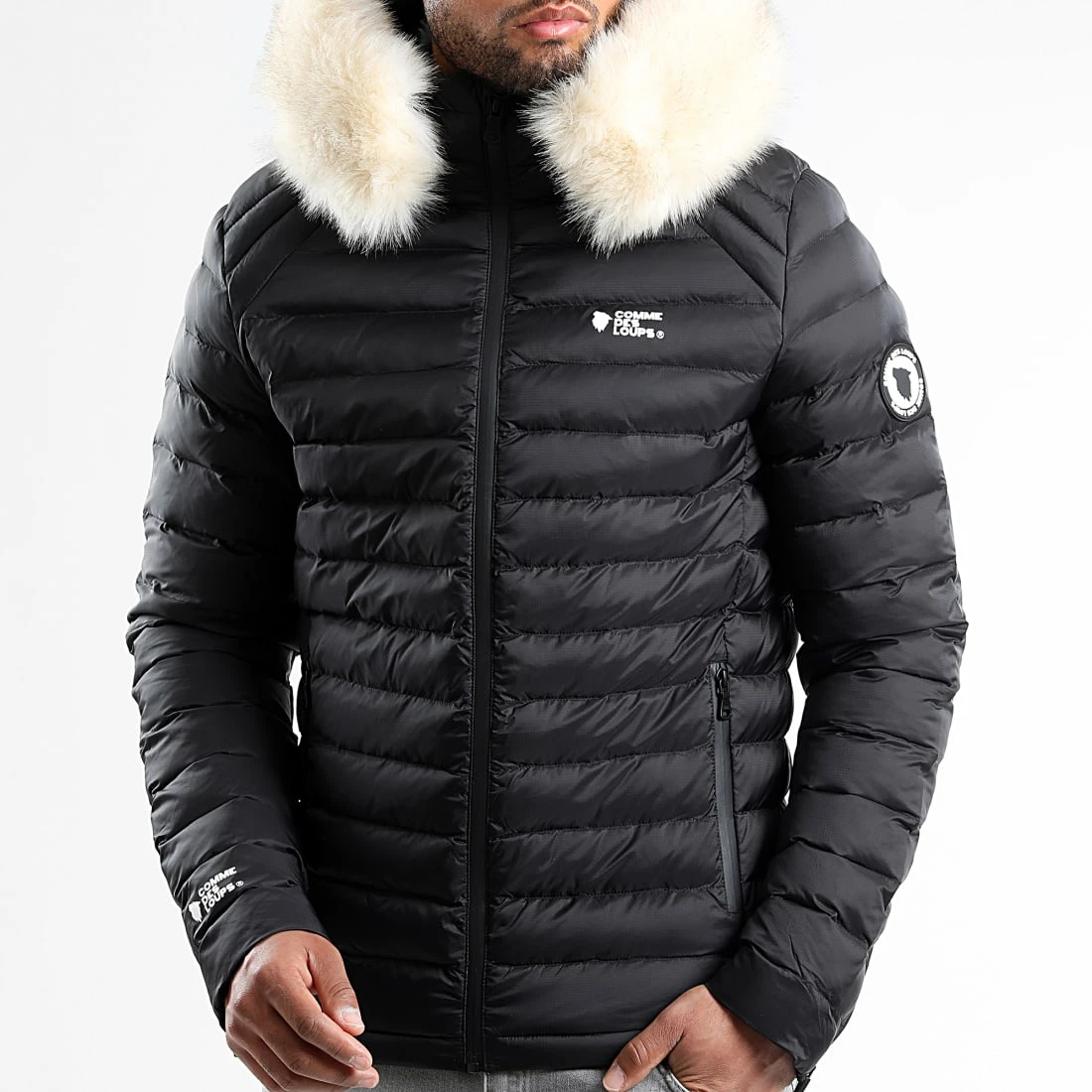 Meilleur prix ⌛ Doudoune Capuche Fourrure Liverpool Noir Beige Clair de Comme Des Loups 😉 3 Meilleur prix ⌛ Doudoune Capuche Fourrure Liverpool Noir Beige Clair de Comme Des Loups 😉