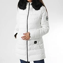 Bon marché ⭐ Doudoune Chauffante Capuche Fourrure Femme Stockholm Blanc Noir de Comme Des Loups 😉