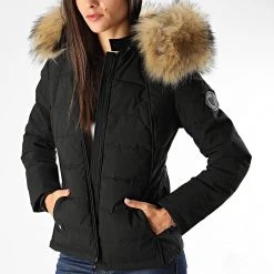 Remise 🎁 Doudoune Chauffante Capuche Femme Budapest Noir de Comme Des Loups ⭐