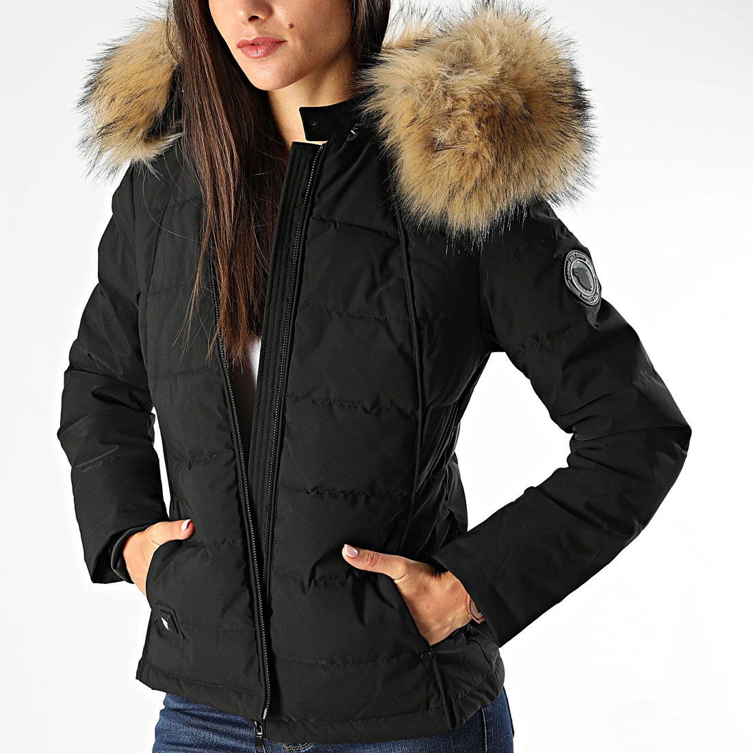 Remise 🎁 Doudoune Chauffante Capuche Femme Budapest Noir de Comme Des Loups ⭐