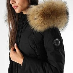 Remise 🎁 Doudoune Chauffante Capuche Femme Budapest Noir de Comme Des Loups ⭐ -Comme Des Loups Soldes none 294064 BUDAPEST BLACK FOUR BEIGE 20211206T155540 04