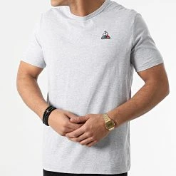 Nouveau 🎁 Tee Shirt Essential N3 2120201 Gris Chiné de Le Coq Sportif 😉 -Comme Des Loups Soldes le coq sportif 291618 2120201 20211118T153243 03