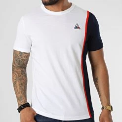 Top 10 🤩 Tee 🥰 Shirt 2220286 Blanc Bleu Marine de Le Coq Sportif ✔️ -Comme Des Loups Soldes le coq sportif 322068 2220286 20220613T154318 03