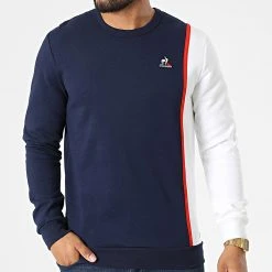 Le moins cher ✔️ Sweat Crewneck 2220289 Bleu Marine Blanc de Le Coq Sportif 🌟