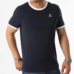 Meilleure vente 🌟 Tee Shirt Bat SS N3 2220669 Bleu Marine de Le Coq Sportif 😀