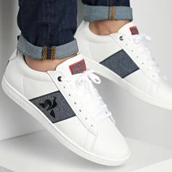 Budget ❤️ Baskets CourtClassic Workwear Leather 2220191 Optical White ✔️ Dress Blue de Le Coq Sportif ⌛