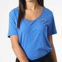 Grosses soldes ✨ Tee Shirt Femme 2210523 Bleu Chiné de Le Coq Sportif 🔔