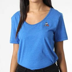 Grosses soldes ✨ Tee Shirt Femme 2210523 Bleu Chiné de Le Coq Sportif 🔔 -Comme Des Loups Soldes le coq sportif 326716 2210523 20220715T153052 03
