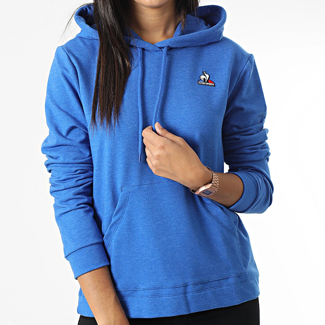 Offres 👏 Sweat Capuche Femme 2210526 Bleu Chiné de Le Coq Sportif ✔️ 5 Offres 👏 Sweat Capuche Femme 2210526 Bleu Chiné de Le Coq Sportif ✔️ – Image 3