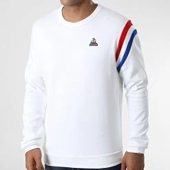 Meilleure affaire ❤️ Sweat Crewneck Tricolore 2210865 Beige de Le Coq Sportif ✔️