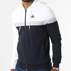 Le moins cher 🤩 Sweat Zippé Capuche 2220653 Bleu Marine Blanc de Le Coq Sportif ❤️